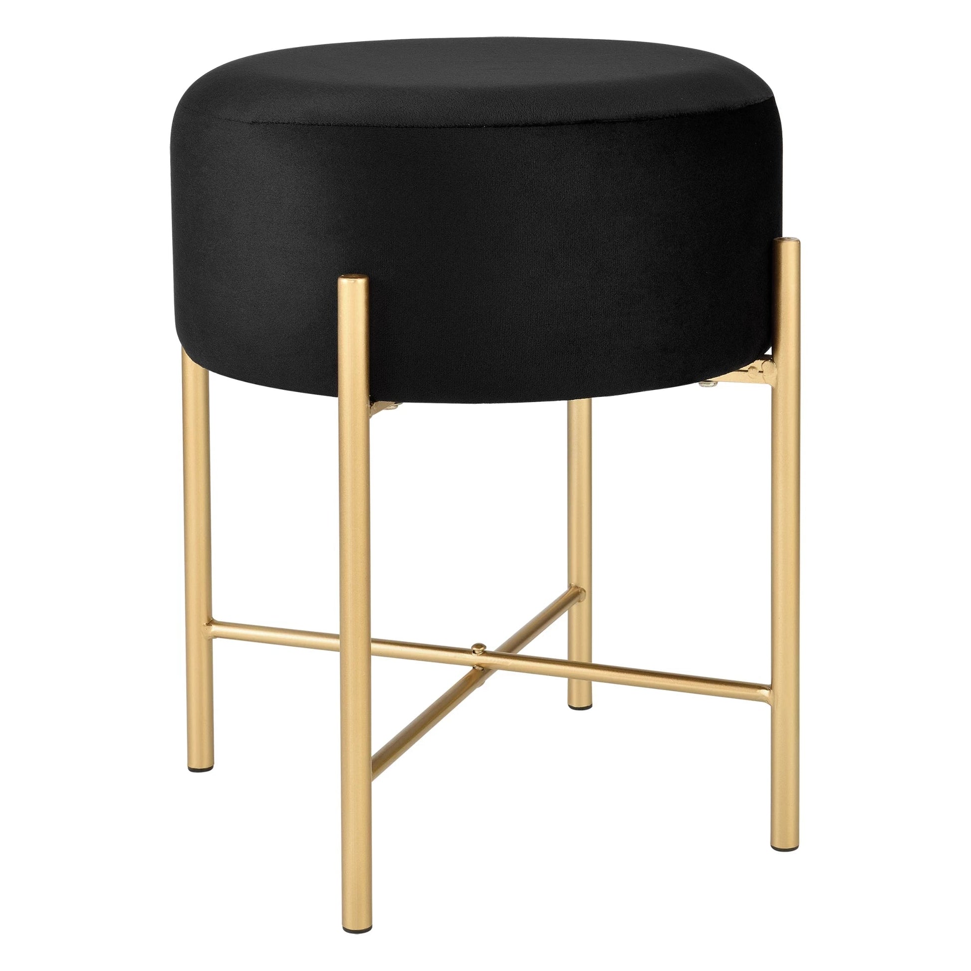 In And OutdoorMatch Kruk Keith - Rond - 44xØ35 cm - Zwart en Messing - Metaal en Stof - Modern Design stool