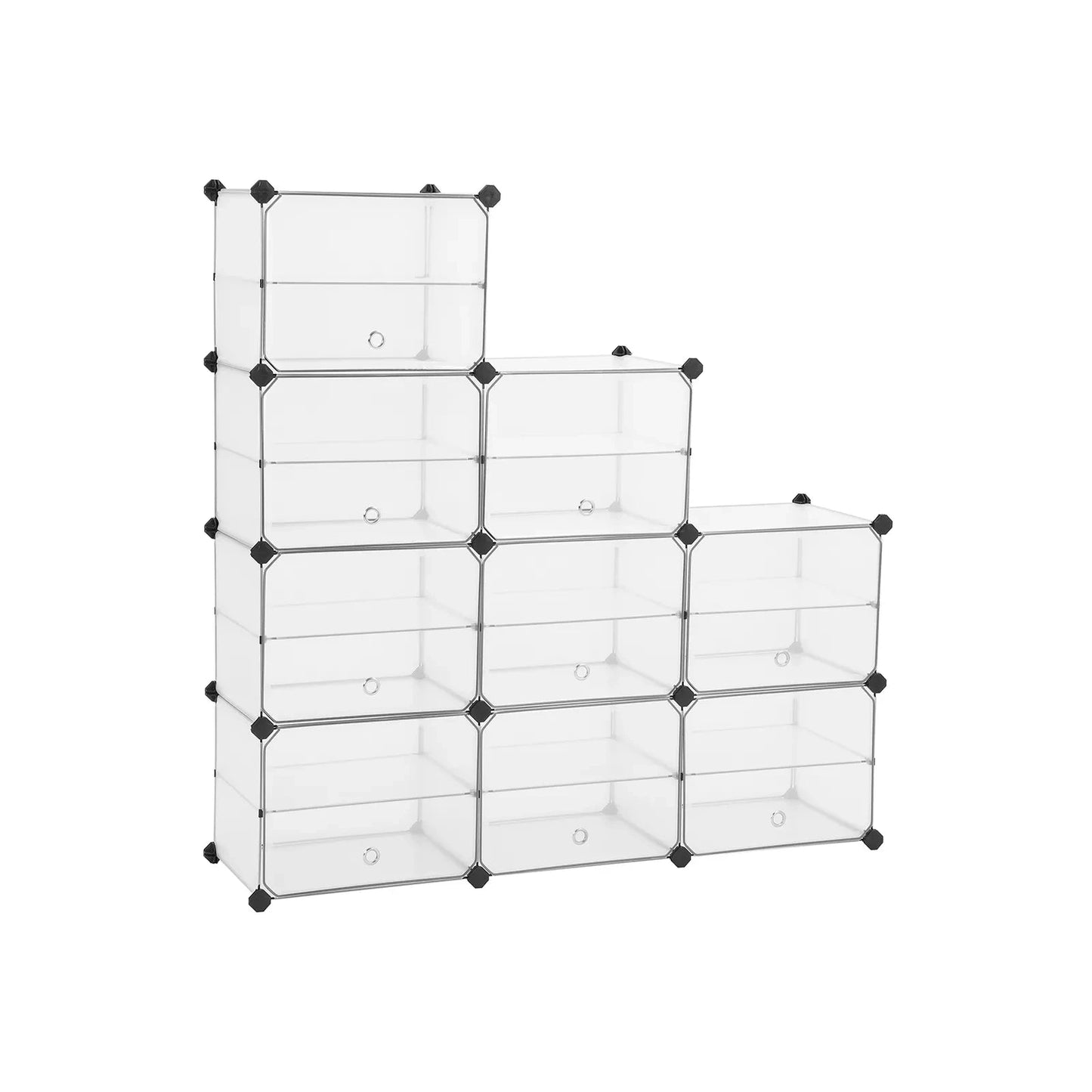 In And OutdoorMatch Kubusrek Juvenal - met deur - schoenenrek - kunststof rekkensysteem - met verdelers - rubberen hamer -wit - 123x31x93cm shoe rack