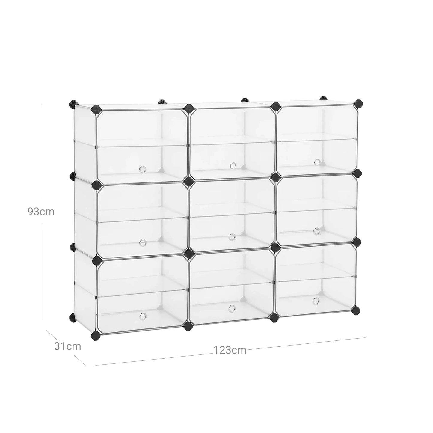 In And OutdoorMatch Kubusrek Juvenal - met deur - schoenenrek - kunststof rekkensysteem - met verdelers - rubberen hamer -wit - 123x31x93cm shoe rack