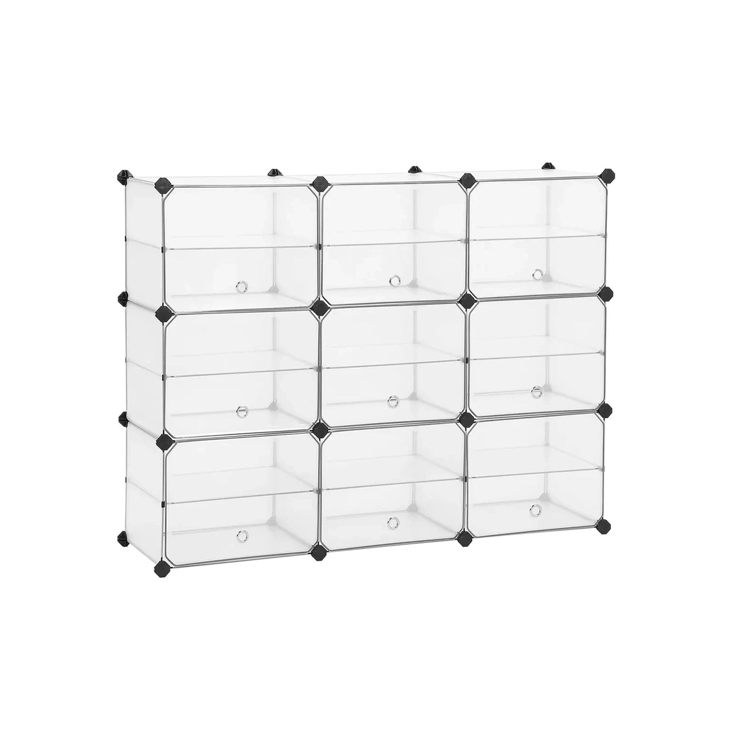 In And OutdoorMatch Kubusrek Juvenal - met deur - schoenenrek - kunststof rekkensysteem - met verdelers - rubberen hamer -wit - 123x31x93cm shoe rack