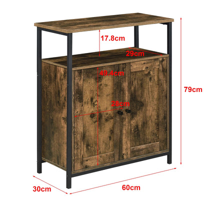 In And OutdoorMatch Ladenkast Breanna - 79x60x30 cm - Zwart en Houtkleurig - Spaanplaat en Ijzer - Moderne Look Kast