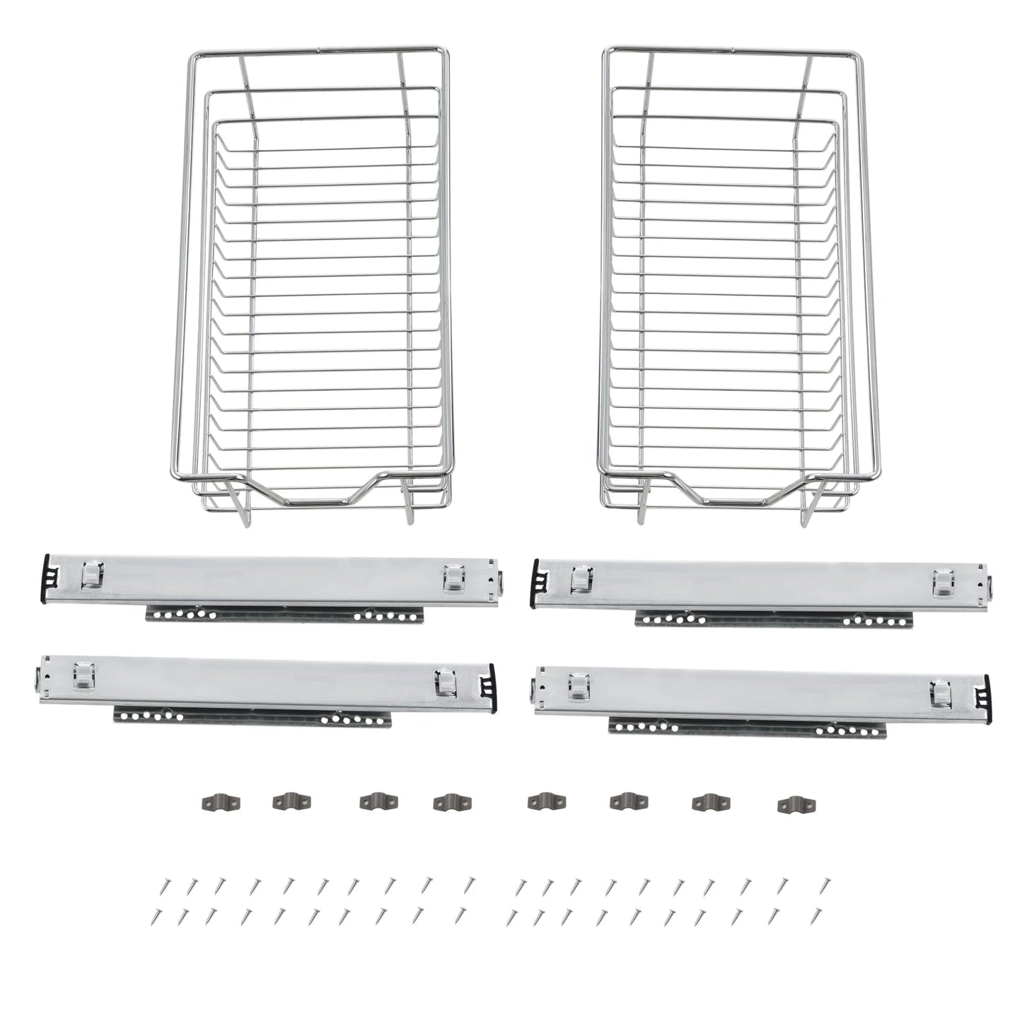 In And OutdoorMatch Ladenset van 2 Joris - Verchroomd staal - Zilver - Set van 2 - 37x44x14 cm - Verchroomd staal - Minimalistisch design Ladeset