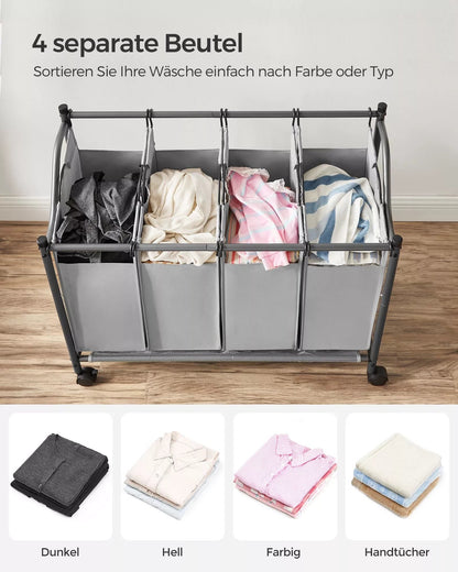 In And OutdoorMatch Laundry basket Quentin - 4 bags - Laundry sorter - Laundry box - Rectangle - Wicker - 97x41x81cm Wasmand