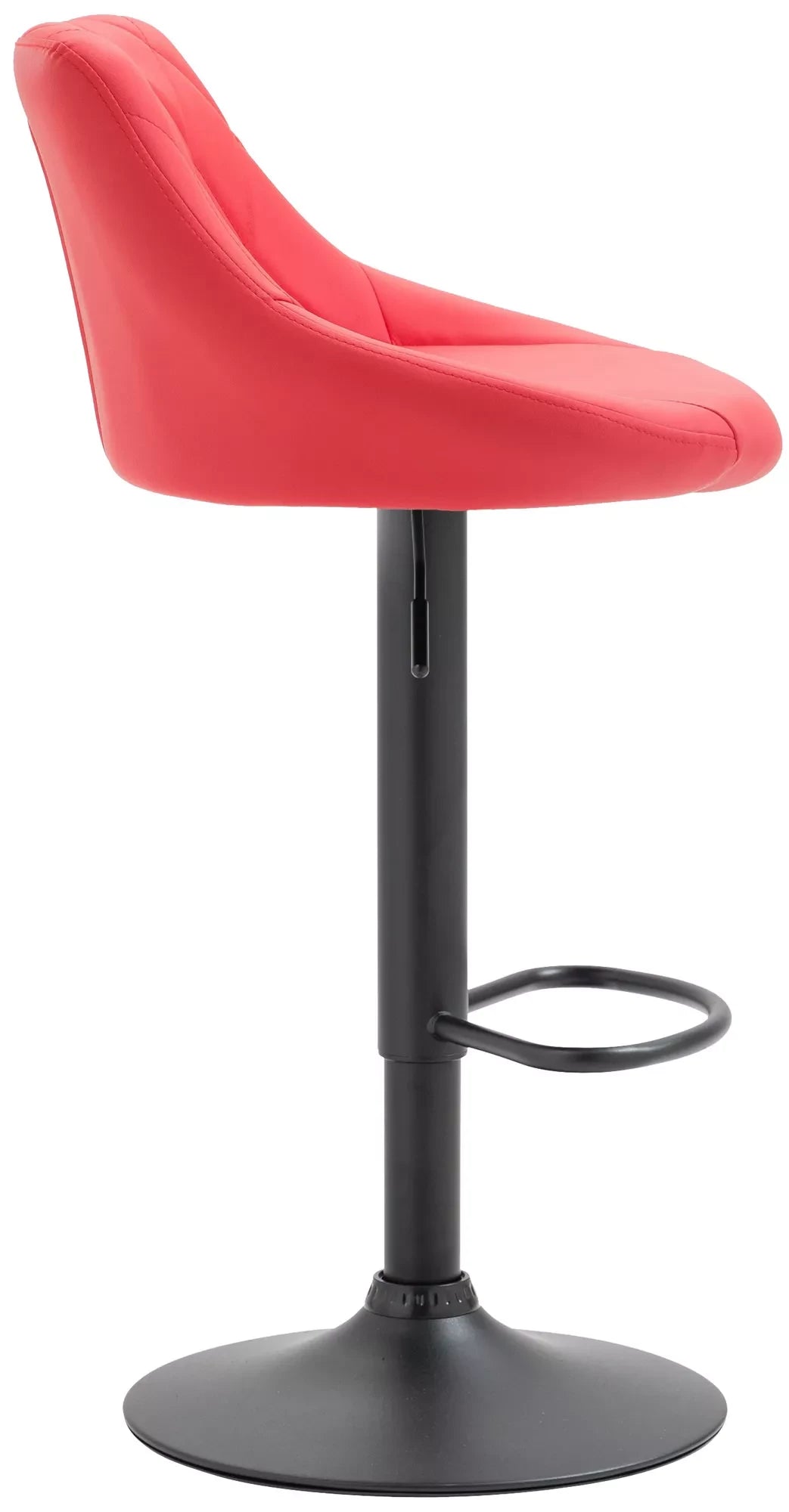 In And OutdoorMatch Leren barkruk Larry - Rood zwart - Zithoogte 60-81 cm - Ergonomische barstoelen - In hoogte verstelbaar - Set van 1 - Met rugleuning - Voor keuken en bar Barkrukken / hocker