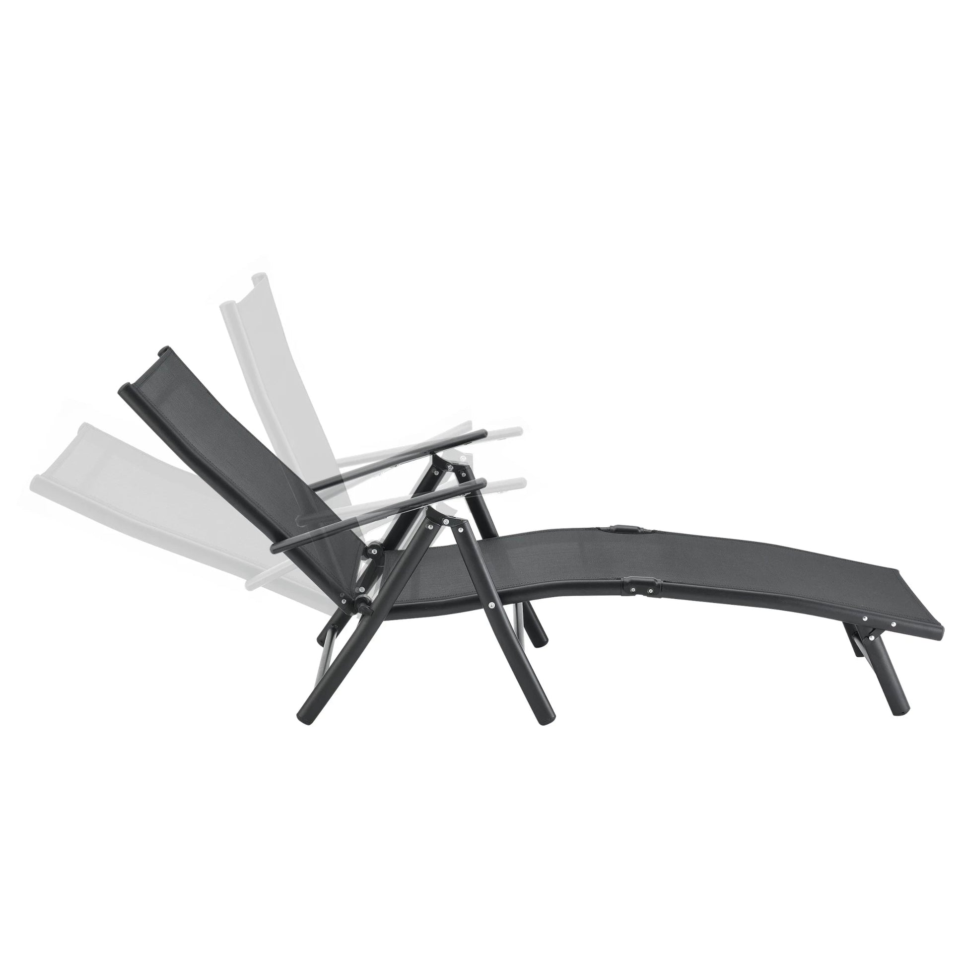 In And OutdoorMatch Ligbed Freddie - Zonnebed - 150x65x86 cm - Zwart - Aluminium en Stof Lounge stoel