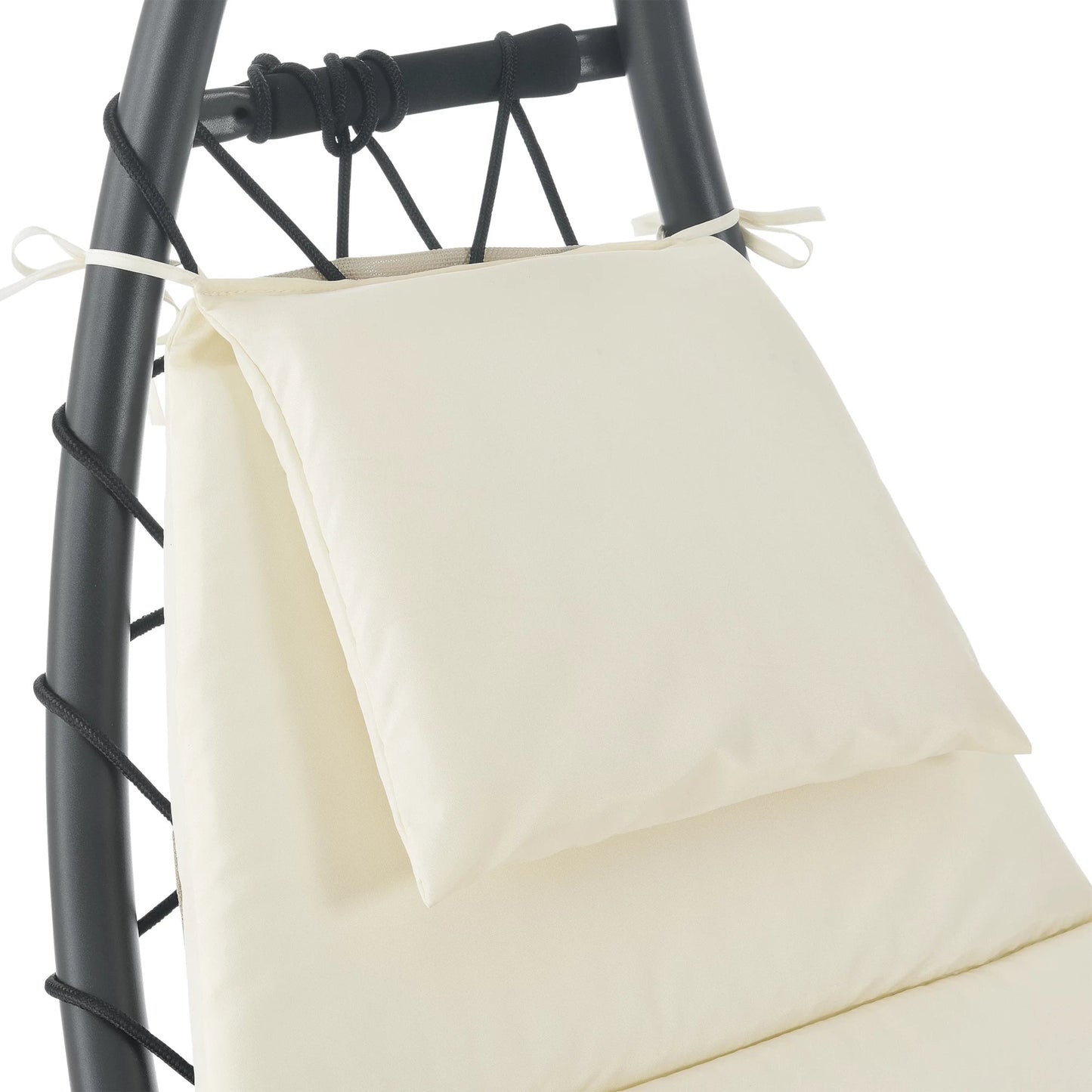 In And OutdoorMatch Ligbed Martin - Met Luifel - Schommelstoel - 193x104x200 cm - Beige en Antraciet - Staal en Polyester Garden Chair