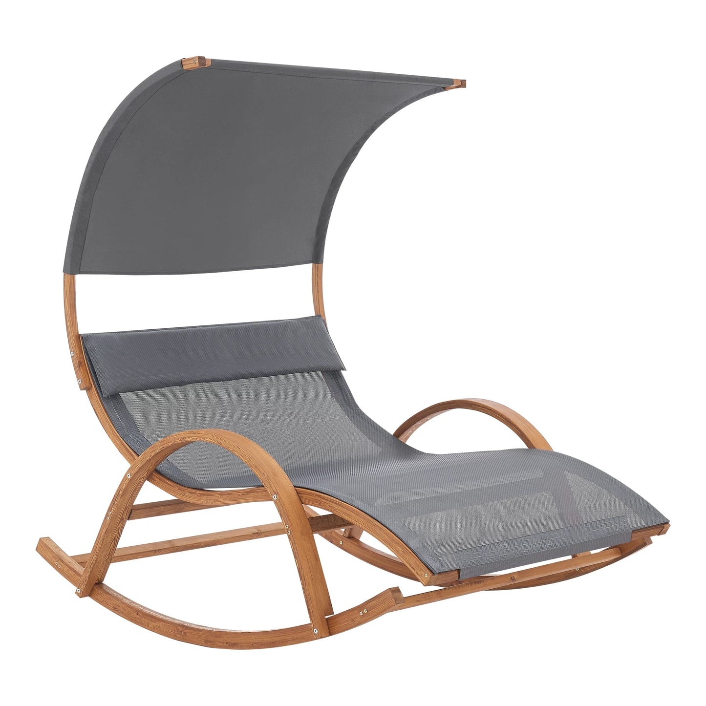 In And OutdoorMatch Ligstoel Anika - Schommelstoel - Houtkleurig en Donkergrijs - Comfortabel - Stijlvol design lounge chair