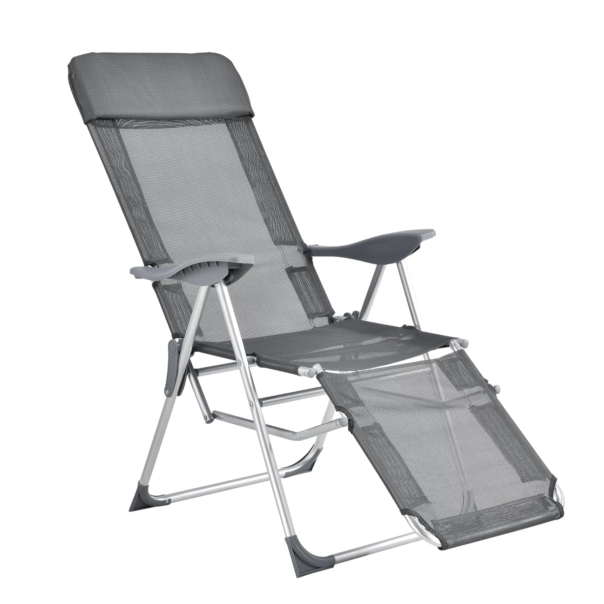 In And OutdoorMatch Ligstoel Desiree - Opvouwbaar - Tot 130 kg - Donkergrijs - Inklapbaar - Comfortabel ligbed Garden Chair