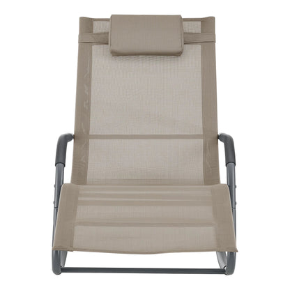 In And OutdoorMatch Ligstoel Emilie - Schommelstoel - 147x63x89 cm - Beige - Set van 2 - Staal en Stof Lounge stoel