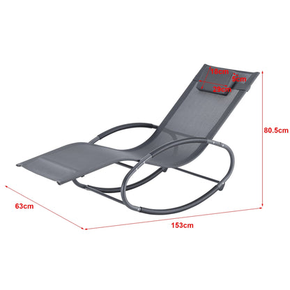 In And OutdoorMatch Ligstoel Gertrude - Zonnebed - Schommelstoel - 153x63x80,5 cm - Donkergrijs - Set van 2 lounge chair