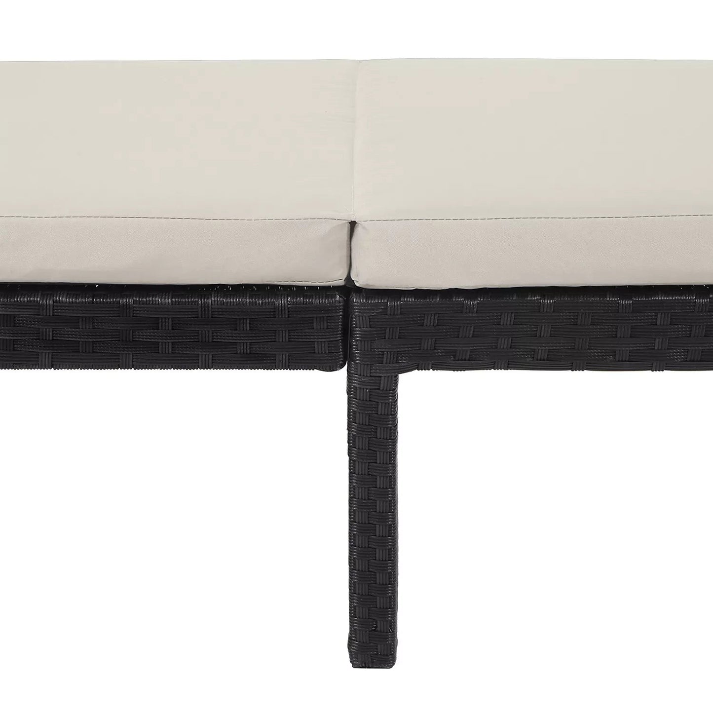 In And OutdoorMatch Ligstoel Millie - Zonnebank - Met Kussen - Tuinligstoel - Wit/Zwart - Loungebank - 59x198x28cm Lounge stoel