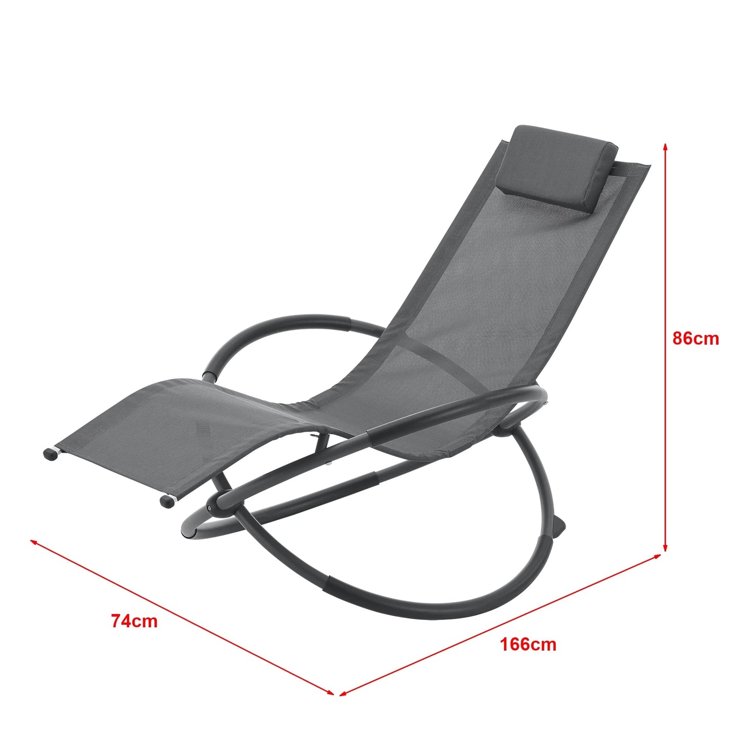 In And OutdoorMatch Ligstoel Sarina - Schommelstoel - 166x74x86 cm - Donkergrijs - Staal en Stof - Stijlvolle uitstraling Garden Chair