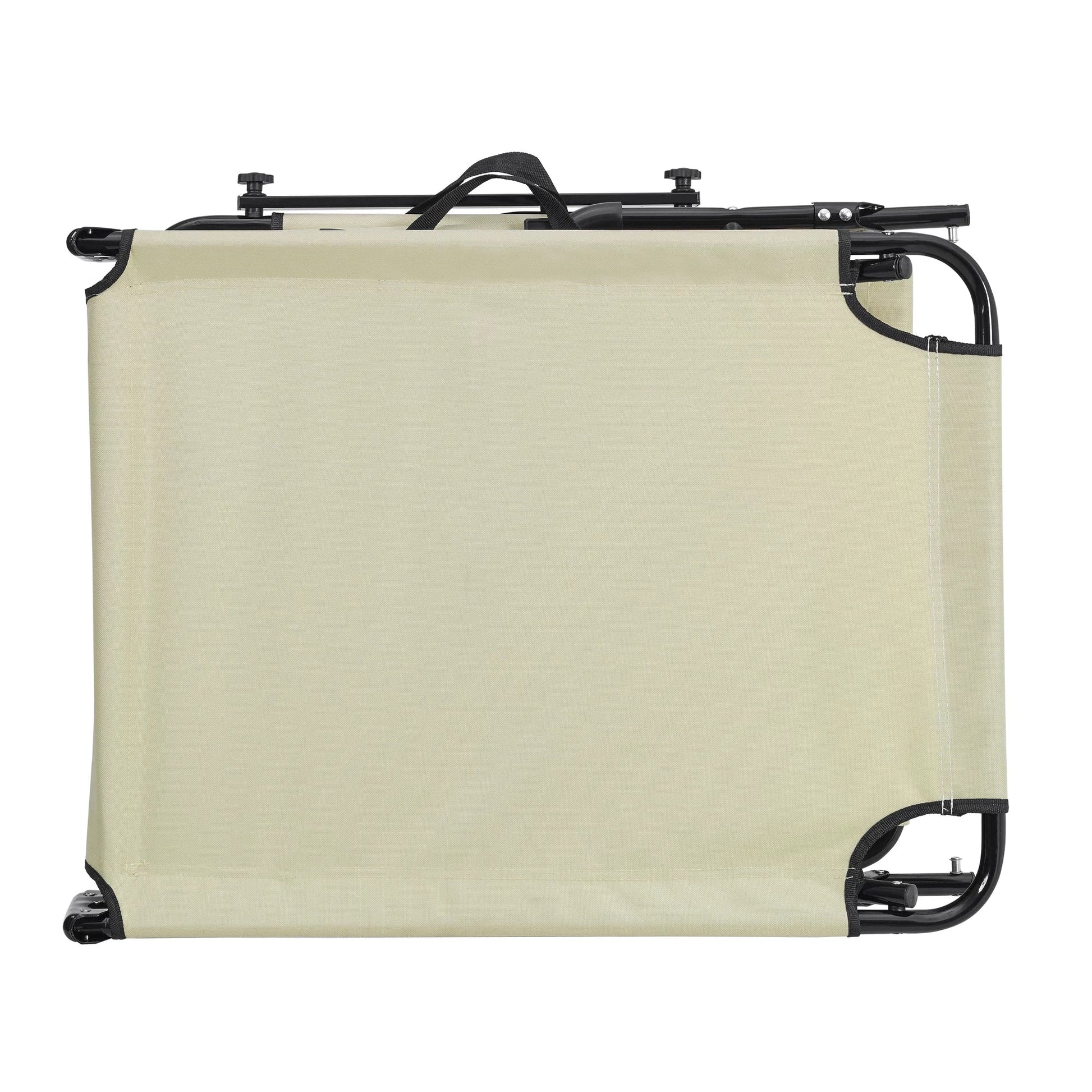 In And OutdoorMatch Ligstoel Thaddeus - Met Zonnekap - 187x53x27 cm - Crème - Staal en PVC - Luxe Look Lounge stoel