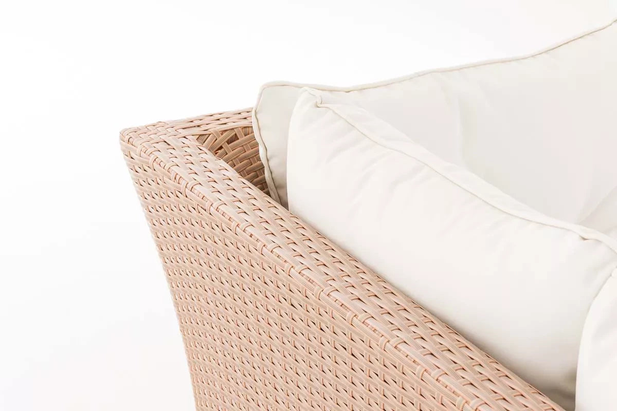 In And OutdoorMatch Loungebank Mariah - Wit - Wicker - Tuinmeubelen - Voor buiten, tuin en balkon - Loungeset bank Garden Bench