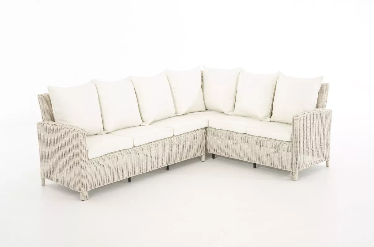 In And OutdoorMatch Loungebank Rosalee - Voor buiten - Tuinmeubelen - Rieten - Loungeset - Bank tuin of balkon - Wit/crème - 6 personen Garden set