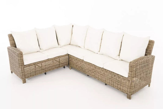 In And OutdoorMatch Loungebank Salma - Wit/grijs - Voor buiten - Tuinmeubelen - Wicker - Loungeset - Bank tuin of balkon - 5 personen Garden Bench