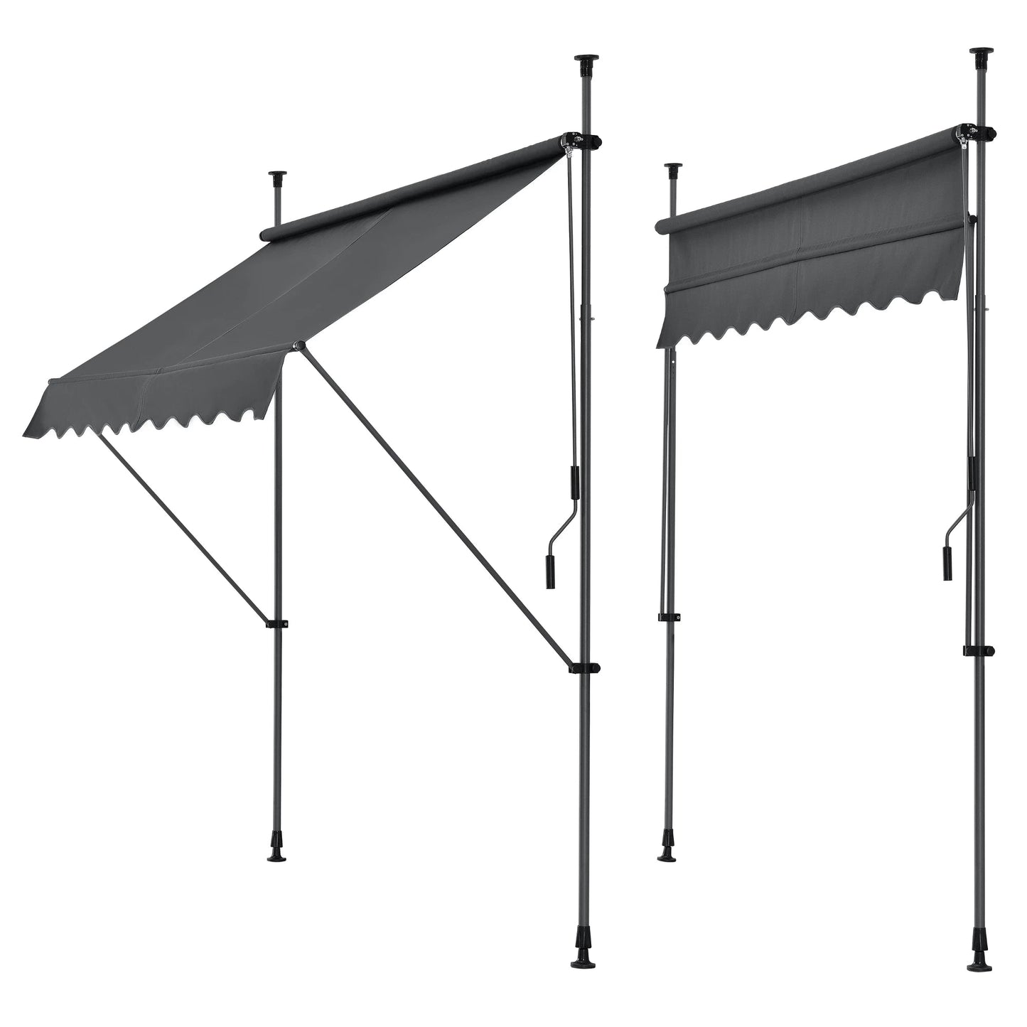 In And OutdoorMatch Luifel Jaylen - Handmatig Uitschuifbaar - Grijs - 250x120 cm - Uitvalarmluifel - Staal en Stof - UV Bescherming - Waterafstotend Sunshade