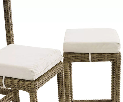 In And OutdoorMatch Luxe Bartafel Luke met stoelen - Creme/wit - Tuinmeubelen - Rotan - Set van 4 barkrukken - Tuinbar - Binnen en buiten - Weerbestendig - 4 personen Garden set