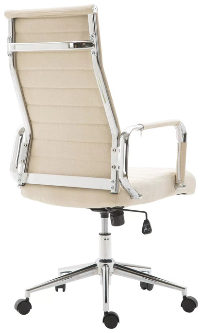 In And OutdoorMatch Luxe Bureaustoel Bernardetta Luisa - Stof - Creme - Op wielen - Ergonomische bureaustoel - Voor volwassenen - In hoogte verstelbaar Bureaustoel