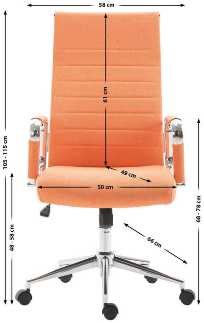 In And OutdoorMatch Luxe Bureaustoel Ottavia Lizeth - Stof - Oranje - Op wielen - Ergonomische bureaustoel - Voor volwassenen - In hoogte verstelbaar Bureaustoel