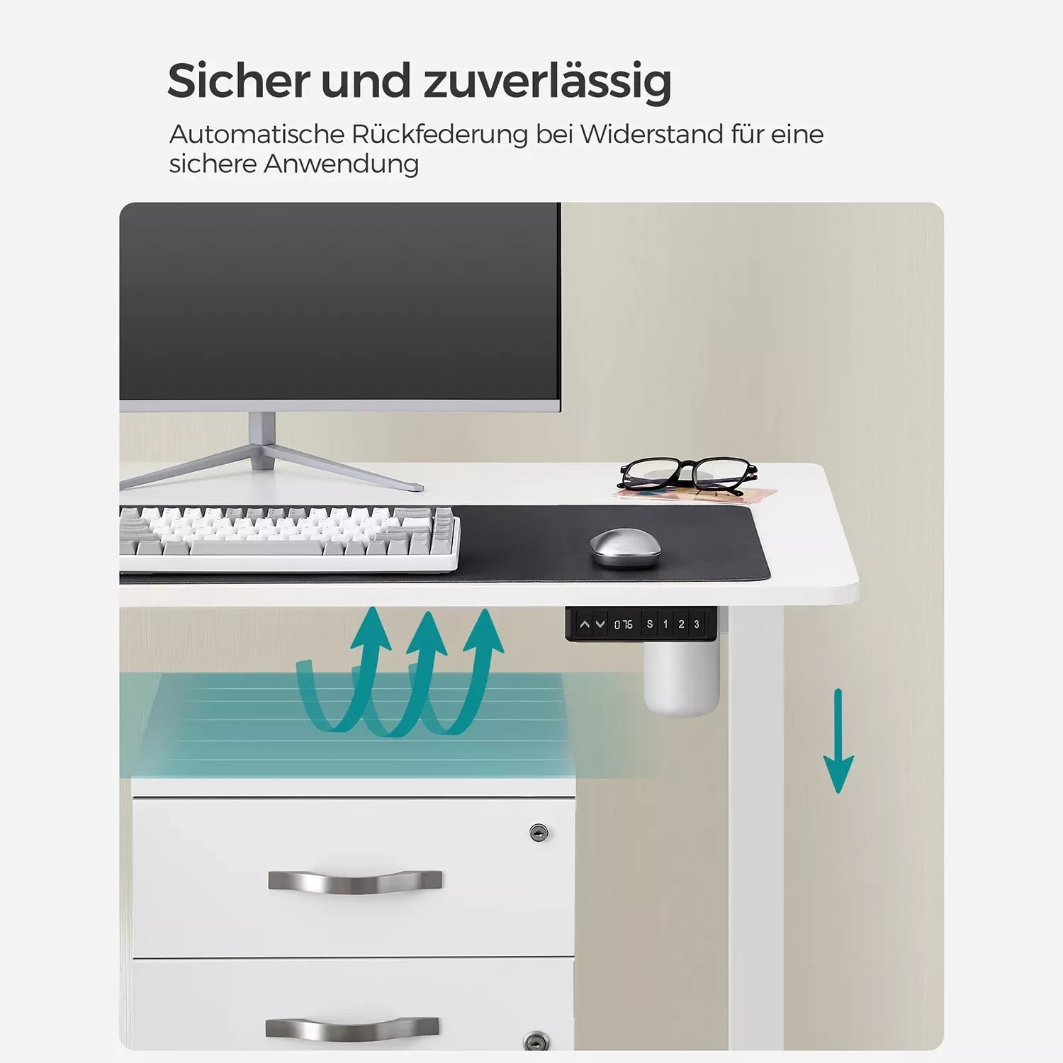 In And OutdoorMatch Luxe Elektrisch Bureau Milford - Zit-sta bureau - Wit - Memory functie met 3 hoogtes - In hoogte verstelbaar 71-117cm - 80kg draagvermogen - 60x120cm Desk