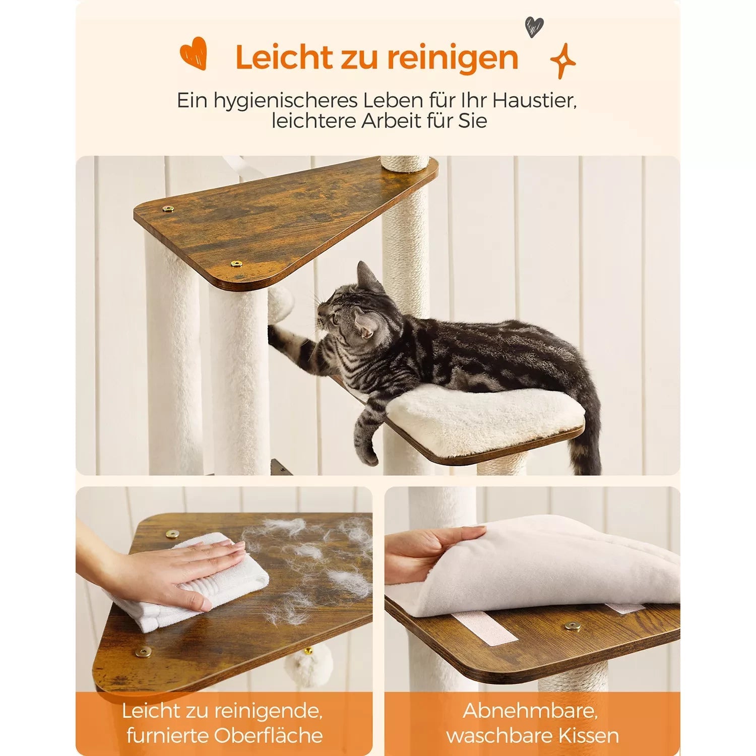 In And OutdoorMatch Luxe Krabpaal Carroll - 165cm - Voor Katten - Grijs - Zachte Kattenmand Hangmat - Kattenspeelgoed - Geschikt voor kleine en grote kittens Krabpaal