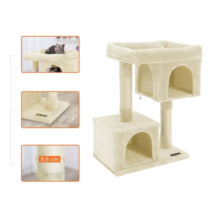 In And OutdoorMatch Luxe Krabpaal Ghulam - Voor Katten - 84cm - Beige - Kattenspeelgoed - Geschikt voor kleine kittens- moederdag cadeautje Krabpaal