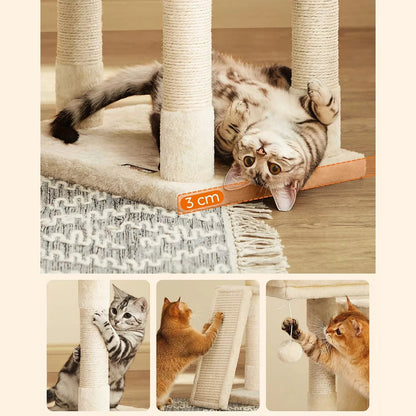 In And OutdoorMatch Luxe Krabpaal Sabine - 50x35x115cm - Voor Katten - Beige - Zachte Kattenmand - Hangmat - Kattenspeelgoed - Geschikt voor kleine en grote kittens Krabpaal