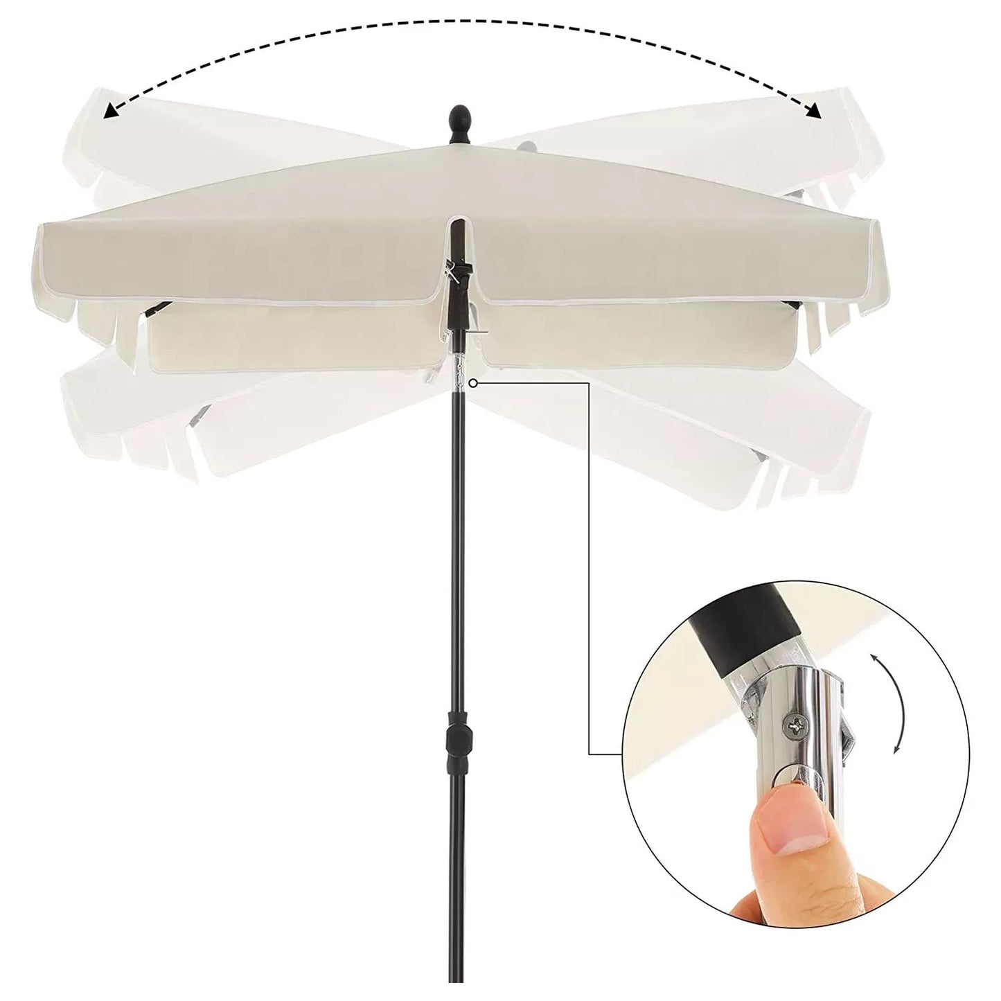 In And OutdoorMatch Luxe Paraplu Sheila - Langwerpig - Kantelbaar - Staand - Beige - Terras of tuin - 180x125cm Parasol