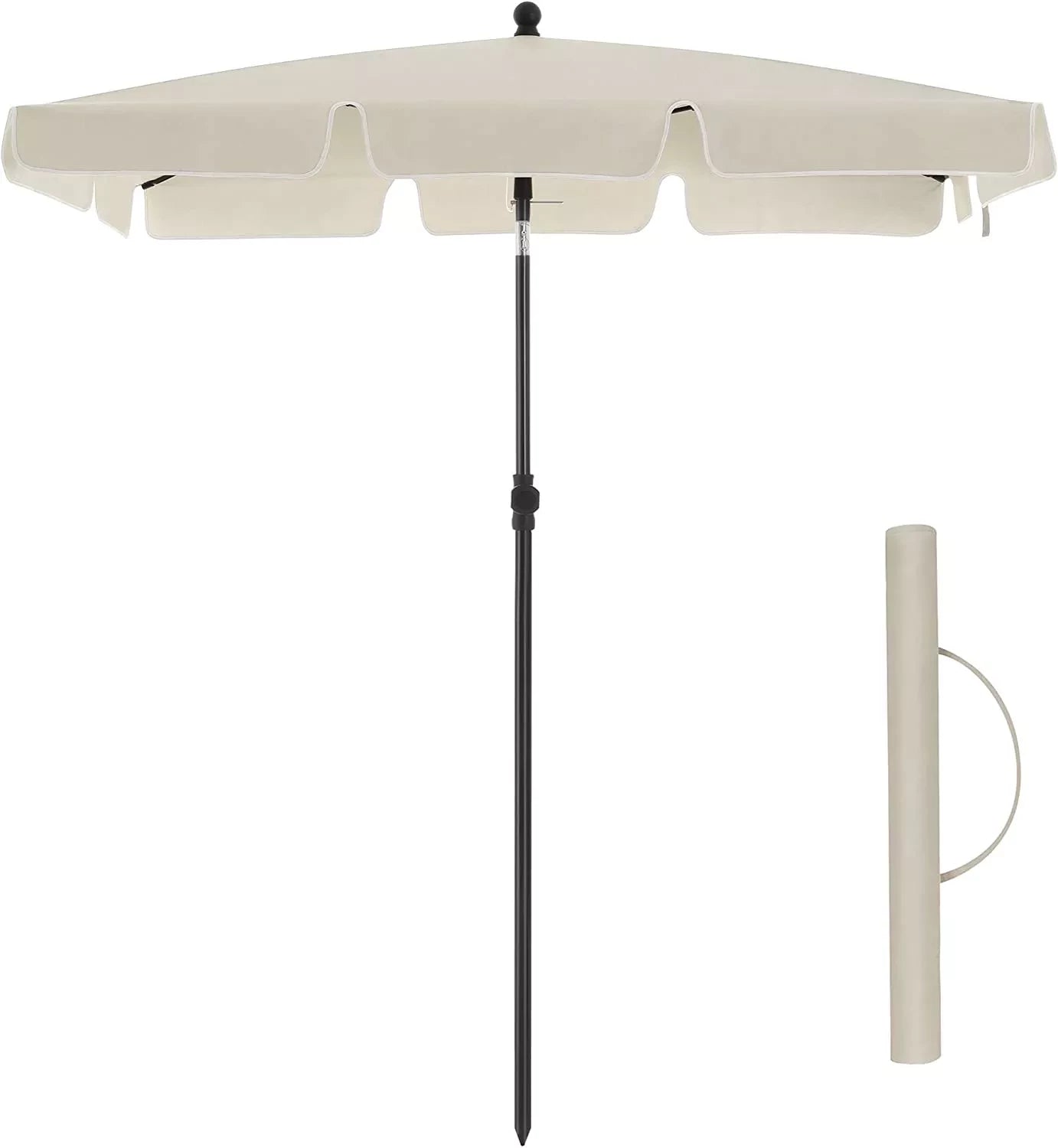 In And OutdoorMatch Luxe Paraplu Sheila - Langwerpig - Kantelbaar - Staand - Beige - Terras of tuin - 180x125cm Parasol