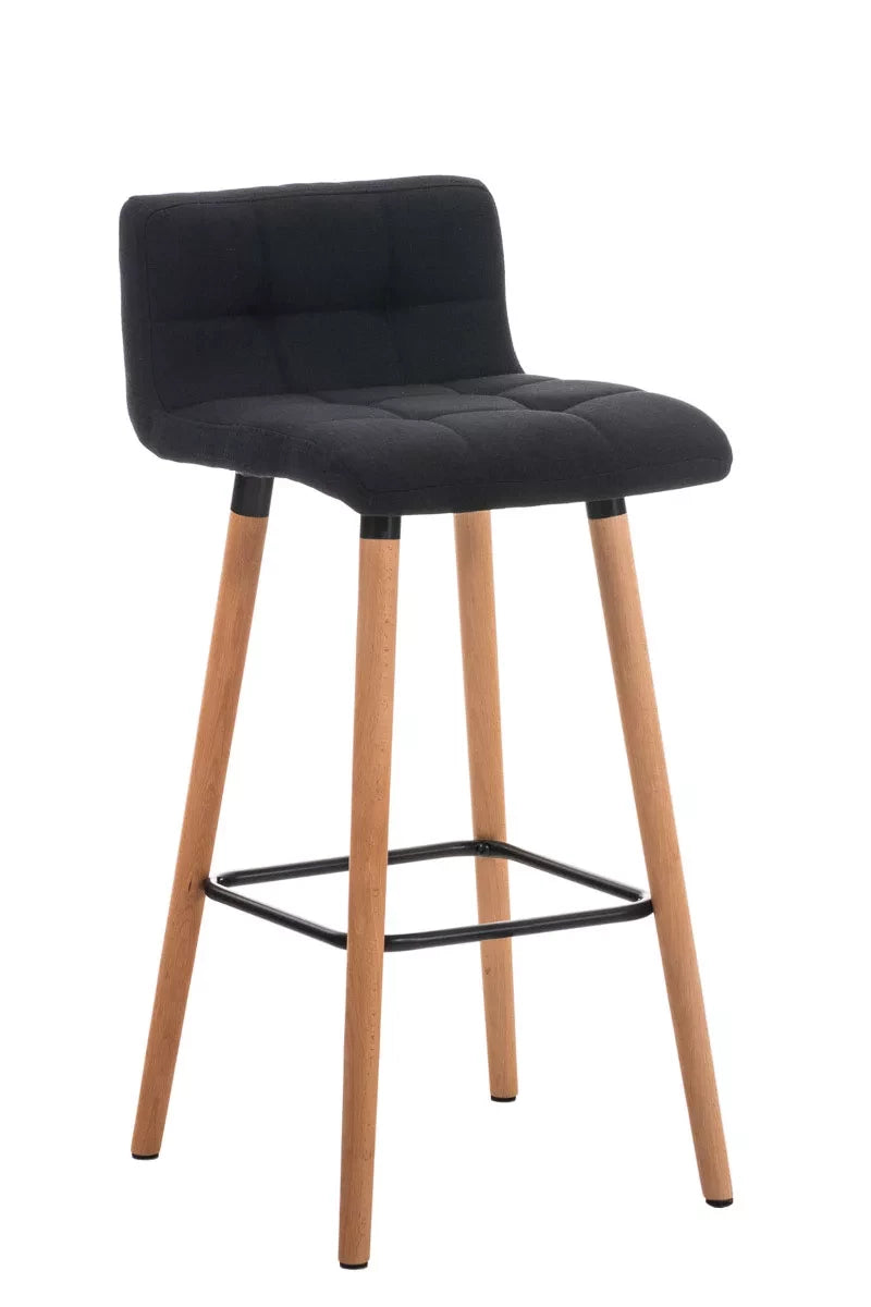 In And OutdoorMatch Luxe barkruk Carson - Ergonomisch - Met rugleuning - Set van 1 - Barstoelen voor keuken of kantine - Polyester - Zwart - Zithoogte 75cm Barkrukken / hocker