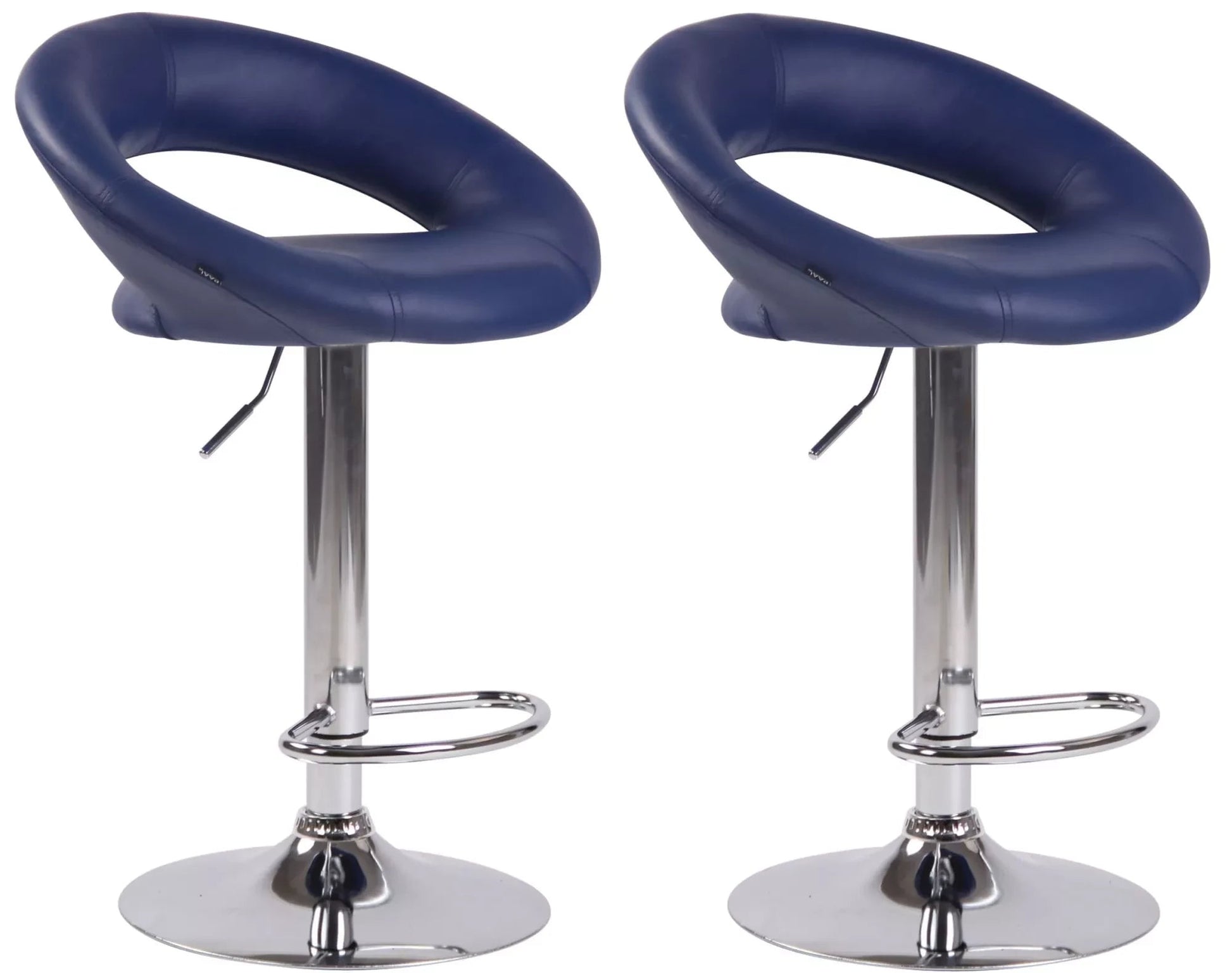 In And OutdoorMatch Luxe barkruk Isobel - Blauw chroom - Set van 2 - Zithoogte 60-81 cm - In hoogte verstelbaar - Voor keuken en bar - Met rugleuning - Ergonomisch - Barstoelen leer Barkrukken / hocker