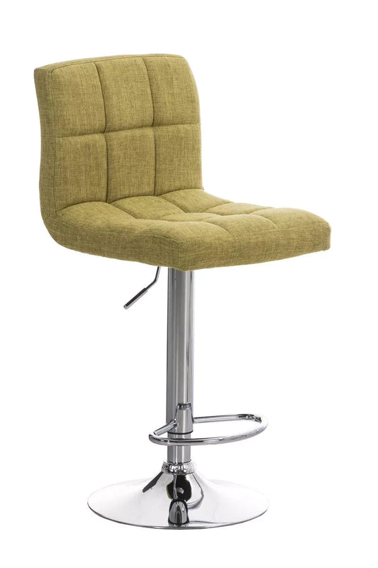 In And OutdoorMatch Luxe barkruk Jeffrey - Ergonomisch - Met hoge rugleuning - Set van 1 - Barstoelen voor keuken of kantine - Polyester - Groen - Verstelbaar in hoogte - Zithoogte 64-84cm Barkrukken / hocker