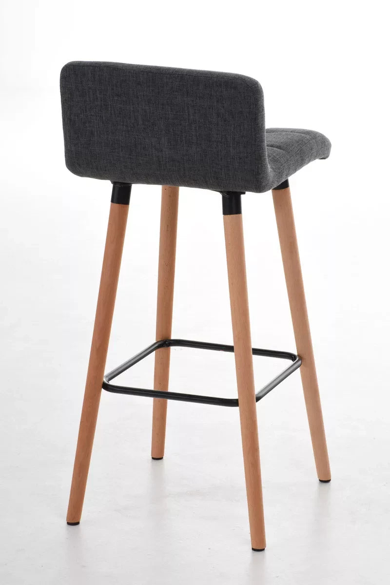 In And OutdoorMatch Luxe barkruk Levi - Ergonomisch - Met rugleuning - Set van 1 - Barstoelen voor keuken of kantine - Polyester - Donkergrijs - Zithoogte 75cm Barkrukken / hocker