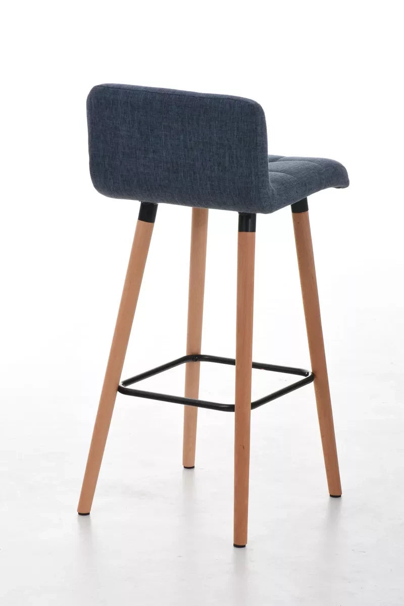 In And OutdoorMatch Luxe barkruk Rosella - Ergonomisch - Met rugleuning - Set van 1 - Barstoelen voor keuken of kantine - Polyester - Blauw - Zithoogte 75cm Barkrukken / hocker