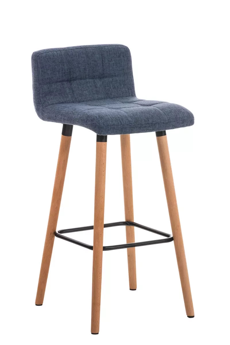 In And OutdoorMatch Luxe barkruk Rosella - Ergonomisch - Met rugleuning - Set van 1 - Barstoelen voor keuken of kantine - Polyester - Blauw - Zithoogte 75cm Barkrukken / hocker