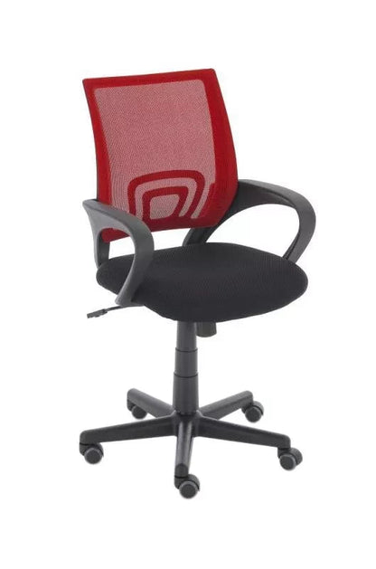 In And OutdoorMatch Luxe bureaustoel Sydni - Zwart/Rood - Op wielen - 100% polyester - Ergonomische bureaustoel - In hoogte verstelbaar - Voor volwassenen Bureaustoel