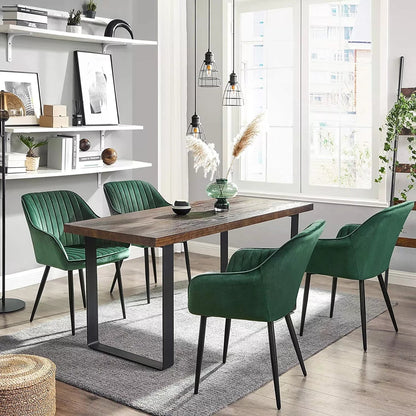 In And OutdoorMatch Luxe eetkamerstoel Justus - Groen - Met armleuning en rugleuning - Set van 2 - Woonkamerstoelen - Keukenstoelen - Fluweel Eetkamerstoel