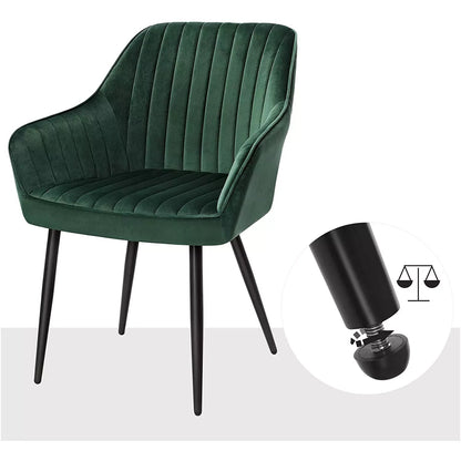 In And OutdoorMatch Luxe eetkamerstoel Justus - Groen - Met armleuning en rugleuning - Set van 2 - Woonkamerstoelen - Keukenstoelen - Fluweel Eetkamerstoel