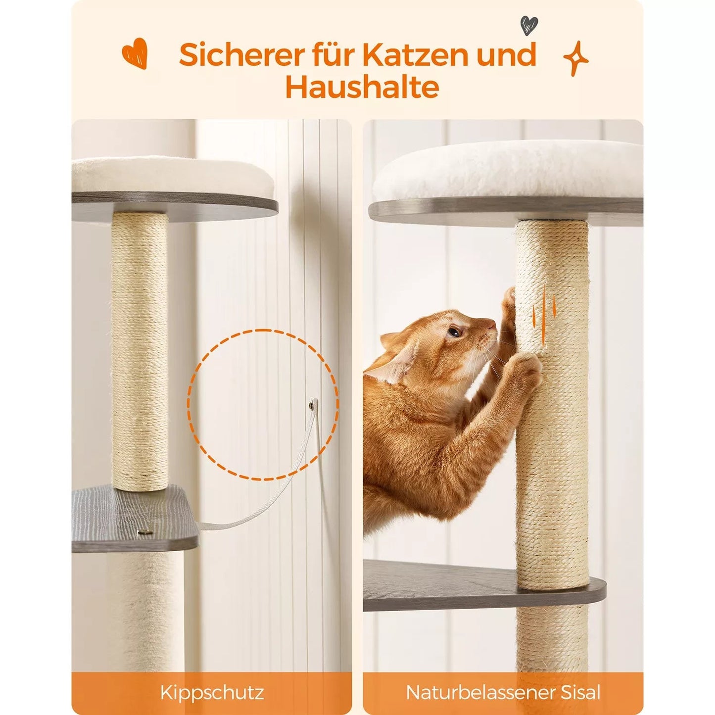 In And OutdoorMatch Luxe krabpaal Leola - voor katten - grijs - zachte kattenmandhangmat - kattenspeelgoed - geschikt voor kleine kittens Krabpaal