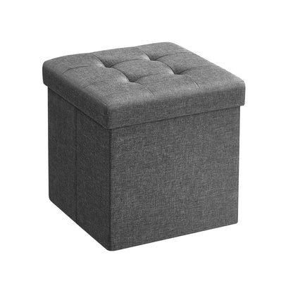 In And OutdoorMatch Luxe poef Gino - Met opbergruimte - Poef - Opbergbox hocker - Zitkist met deksel - Grijs - 30x30x30cm stool