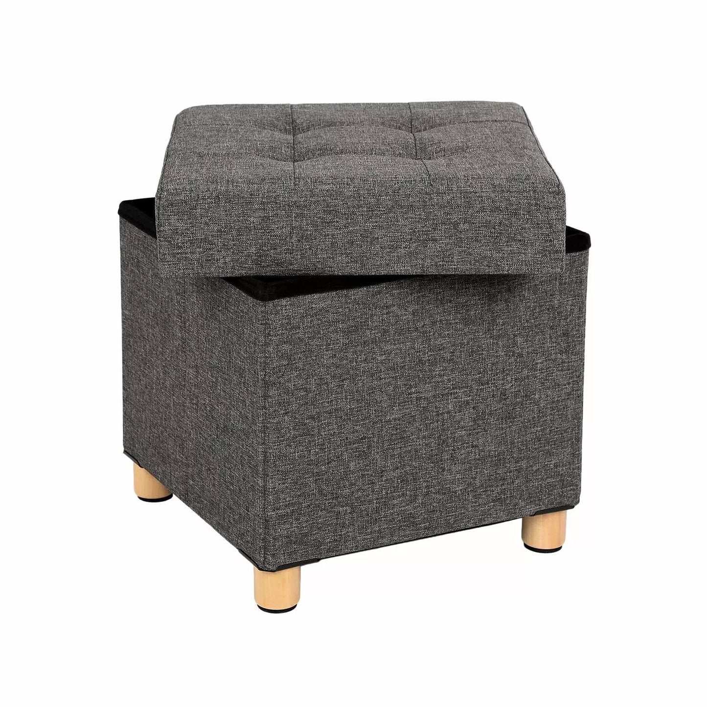 In And OutdoorMatch Luxe voetenbank met opbergruimte Rixxo - Voetenbank - Opbergdoos hocker - Zitkist met deksel - Grijs - 38x38x40cm Hocker / Poef