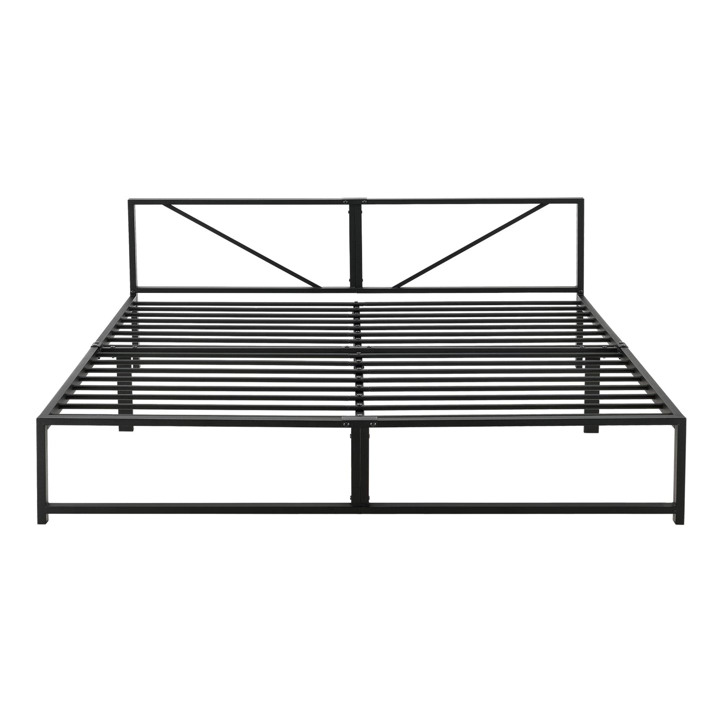 In And OutdoorMatch Metalen Bed Ernesto - Bedframe - Met Matras - Zwart - 180x200 cm - Minimalistisch Design bed twee personen