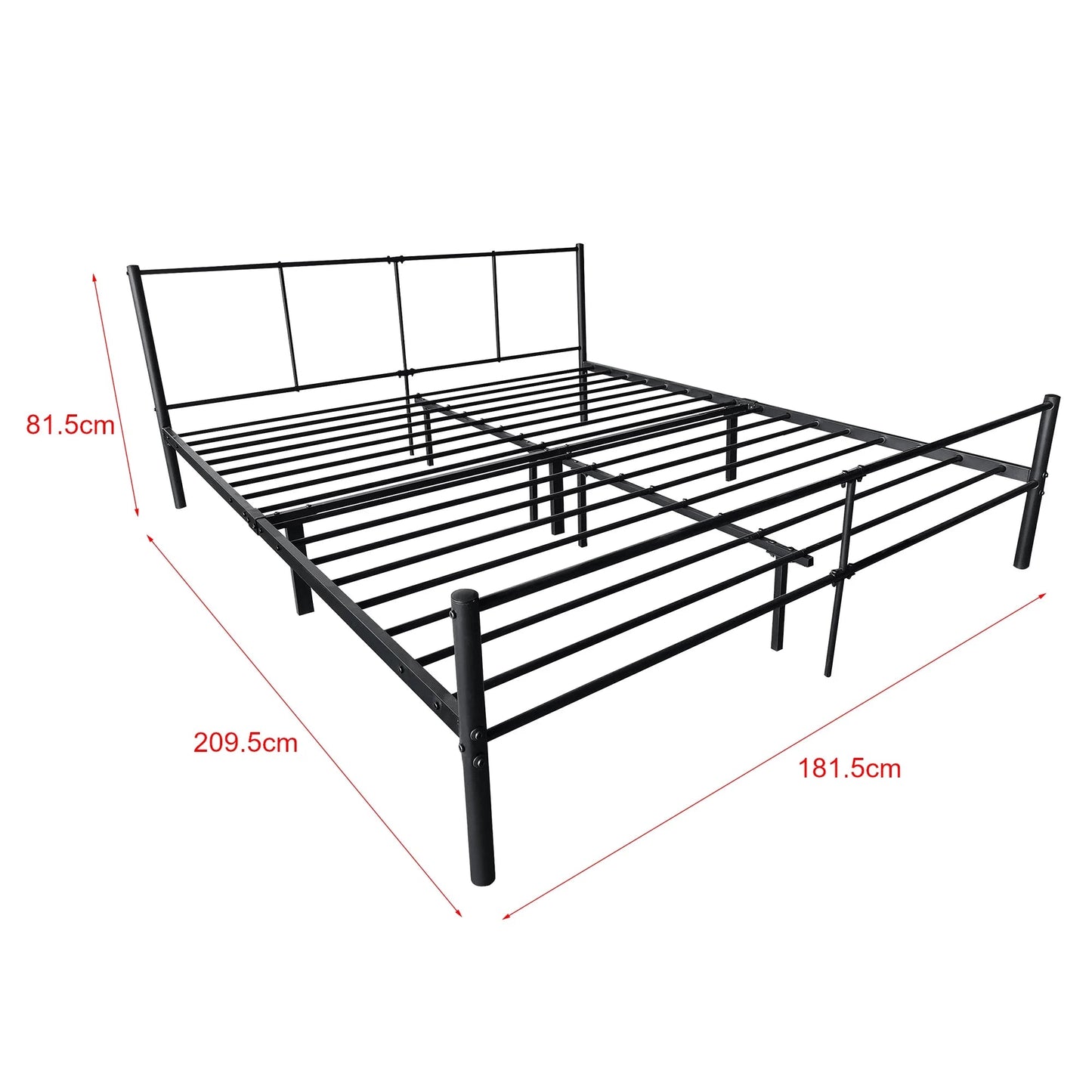 In And OutdoorMatch Metalen Bed Kylie - Met Bedbodem - Met Matras - Zwart - 180x200 cm - Modern Design bed twee personen