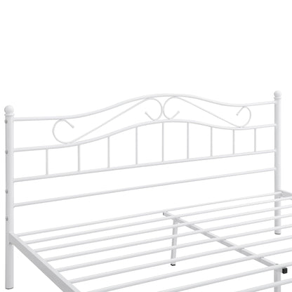 In And OutdoorMatch Metalen Bed Madeline - Twijfelaar - incl. Bedbodem - 140x200 - Wit - Modern design Bedframe