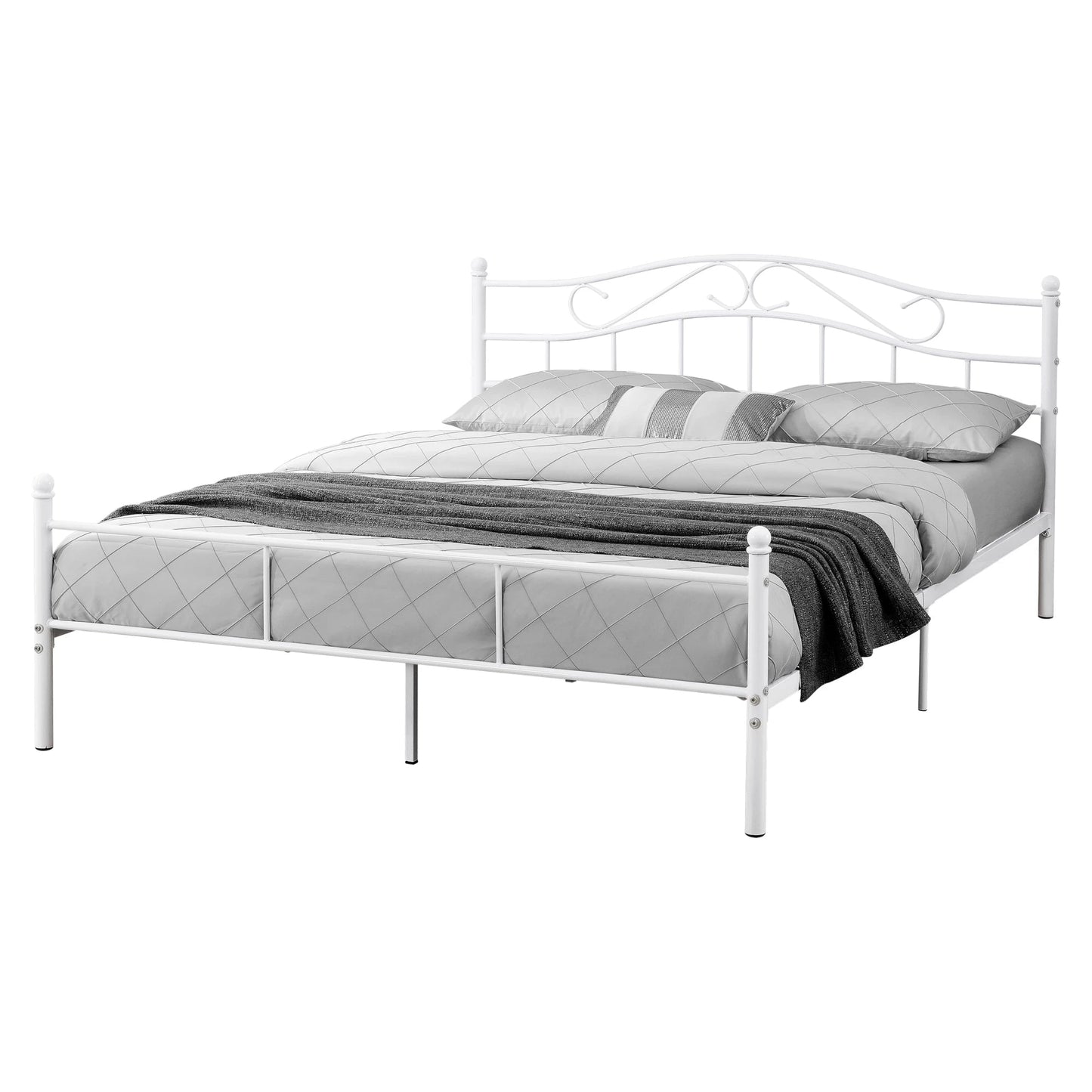 In And OutdoorMatch Metalen Bed Madeline - Twijfelaar - incl. Bedbodem - 140x200 - Wit - Modern design Bedframe