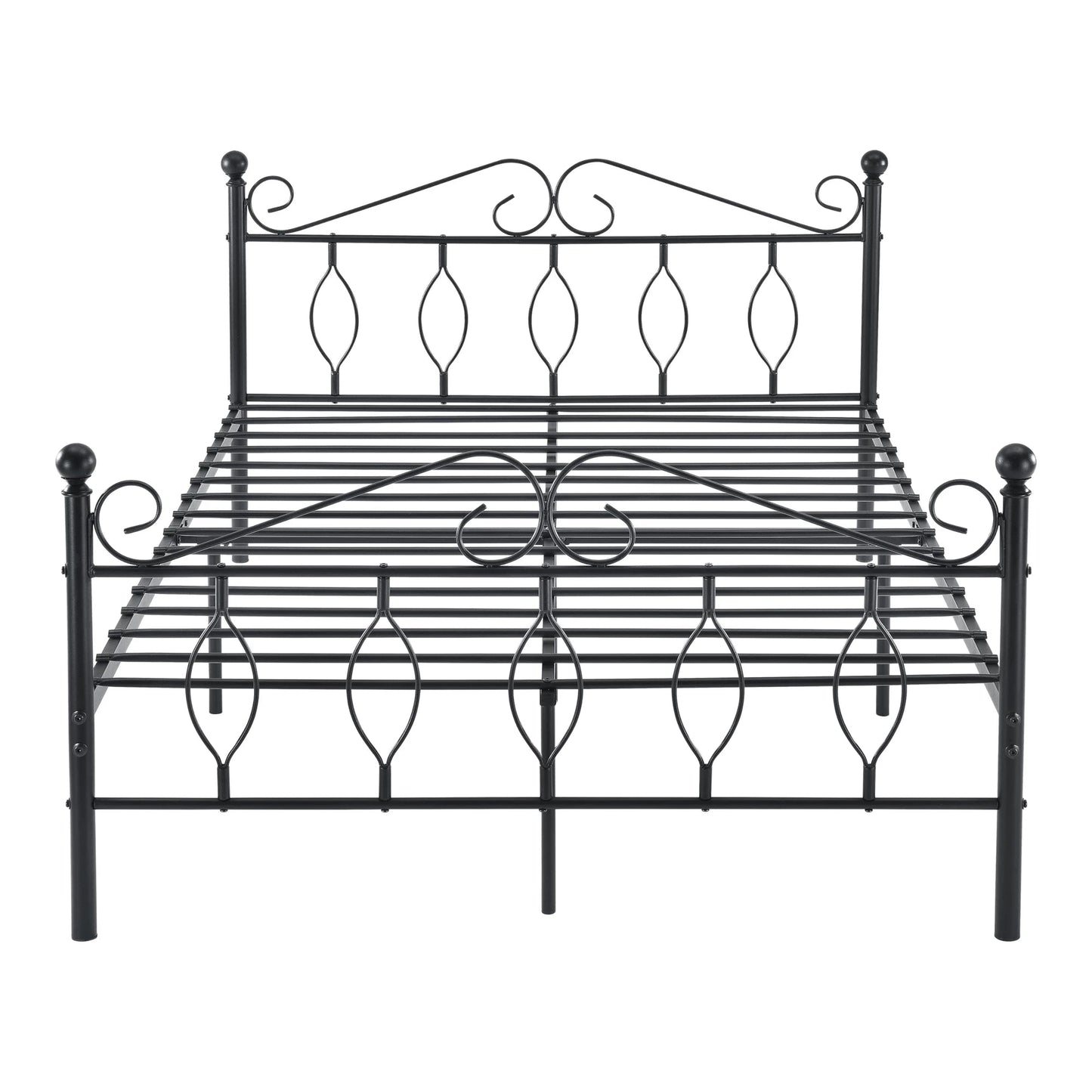 In And OutdoorMatch Metalen Bedframe Margarett - Staal - Met Matras - Zwart - 140x200 cm - Gemaakt in de EU - Staal en Koudschuim Eén persoon slapen