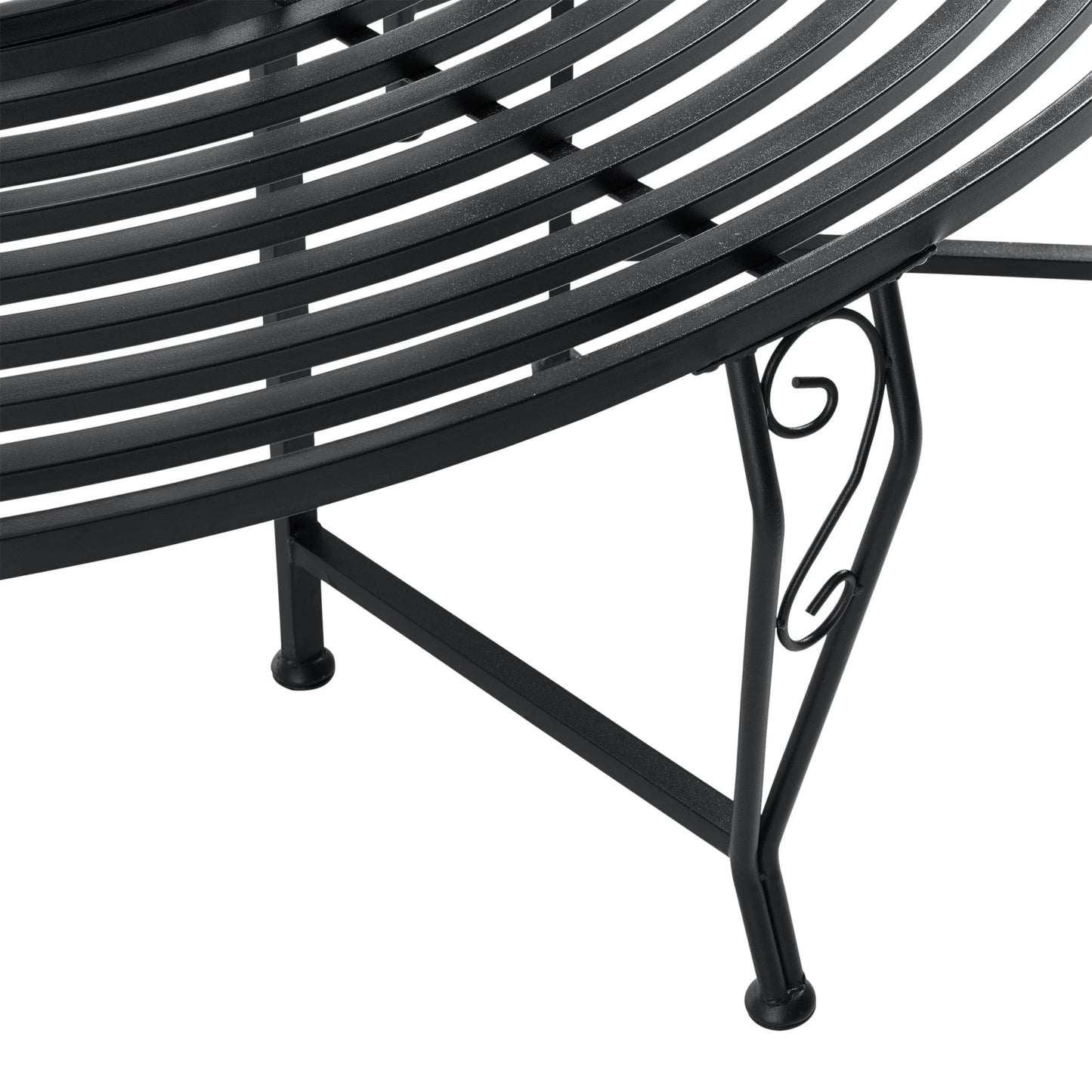 In And OutdoorMatch Metalen Boombank Penelope - Ø160x84 cm - Rond - Zwart - Staal - Weerbestendig Garden Bench