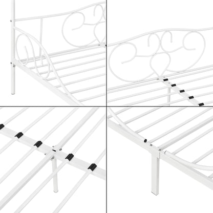 In And OutdoorMatch Metalen Hemelbed Bailee - Met Bedbodem - 180x200 cm - Wit - Stabiel Frame - Minimalistisch Design bed twee personen