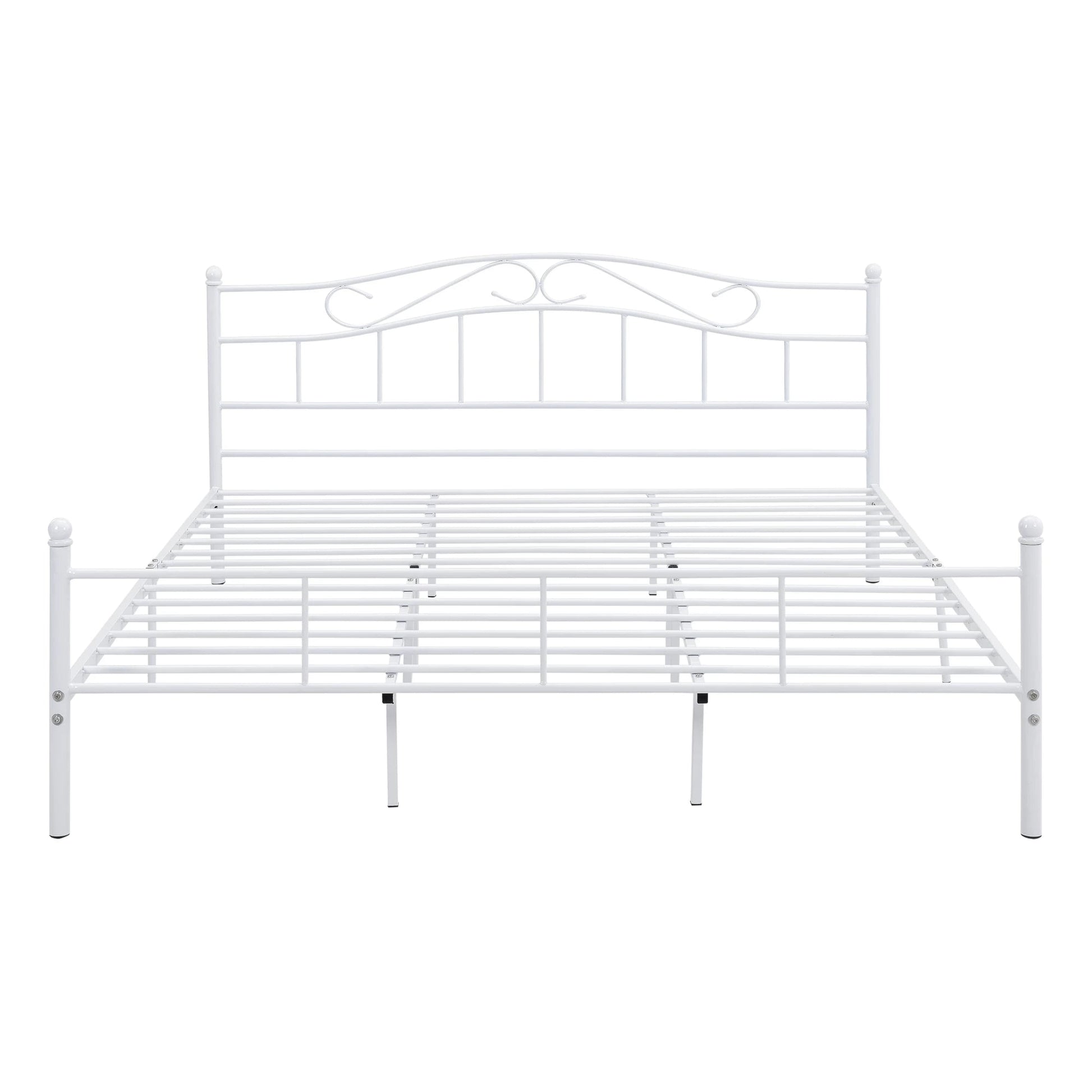 In And OutdoorMatch Metalen bed Cindy - incl. Bedbodem - 180x200 - Wit - Modern design Bedframe